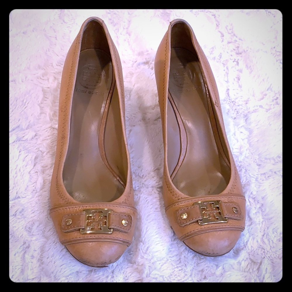 Well loved Tory Burch Tan Cork Wedges